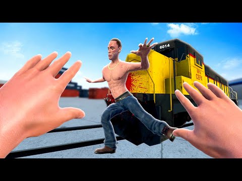 Throwing Ragdolls Into TRAINS - Newton's Playground VR