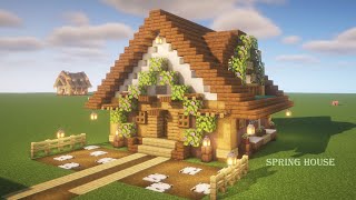 [マイクラ建築]おしゃれな春のお家の作り方 かわいい拠点[Minecraft][tutorial][survival][spring house]
