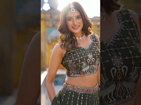 Olive Green Chocolate Crush Sequins & Thread Embroidered Lehenga Choli Set with 4-Meter Flair & Matching Dupatta