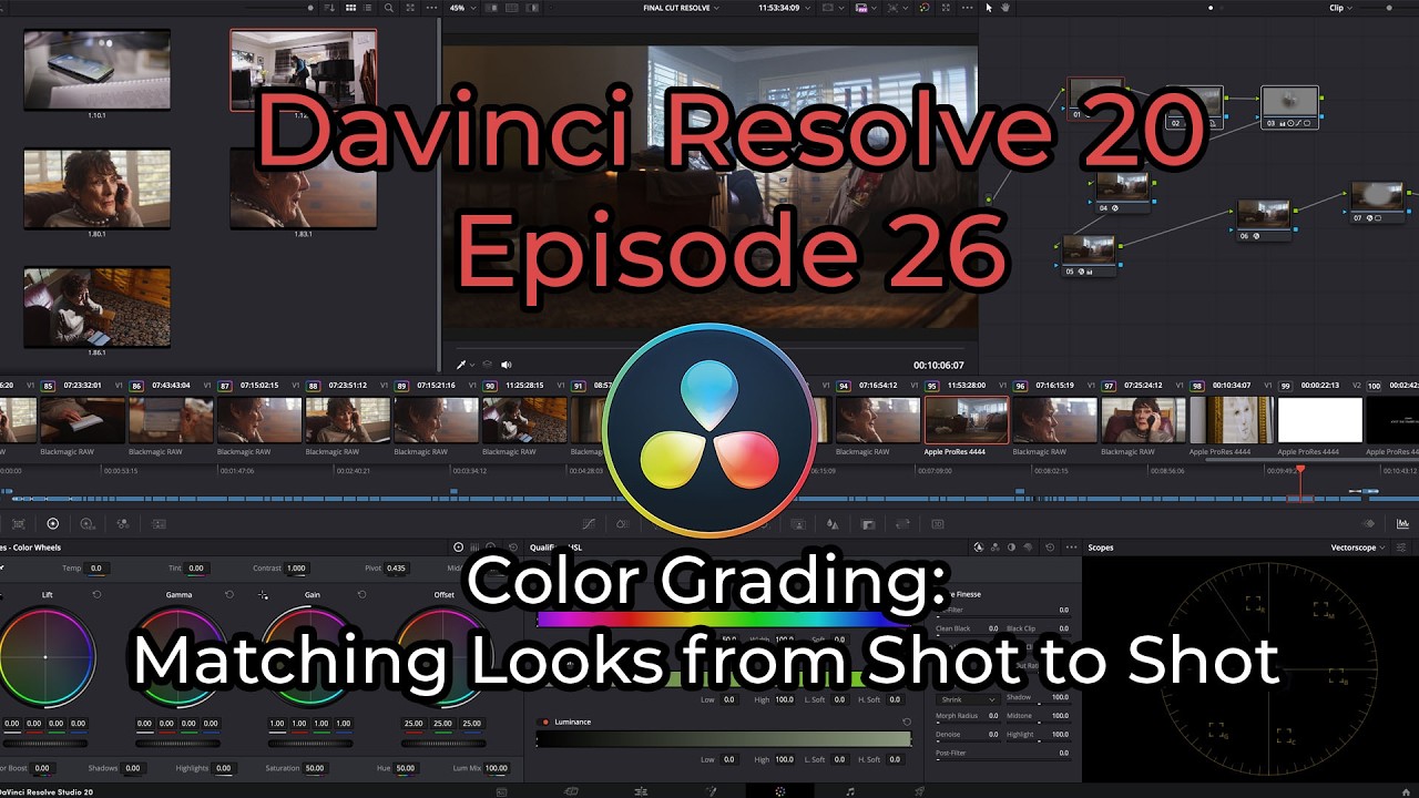 Davinci Resolve 20 - Episode 26 - Color Grading: Matching Looks from Shot to Shot