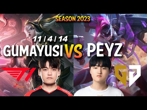 T1 Gumayusi vs GEN Peyz - Gumayusi XAYAH vs JINX ADC - KR Ranked