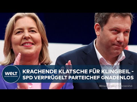 Video Thumbnail: PAUKENSCHLAG BEI PARTEITAG: SPD-Parteichef Klingbeil nur mit 64,9 gewählt - Gewaltig geschwächt
