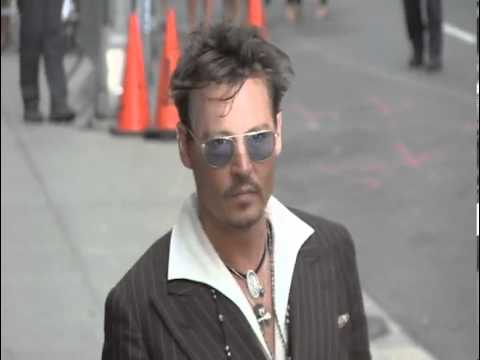 Johnny Depp Shakes Hands With Radioman On Arriving For Letterman