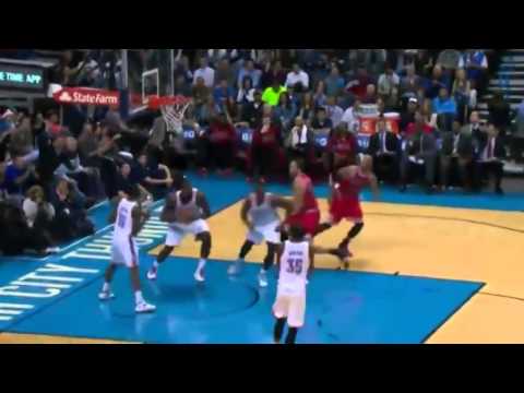 Serge Ibaka BLOCKED Noah's Attempt Twice   Bulls vs Thunder   December 19  2013   NBA 2013 14 Season