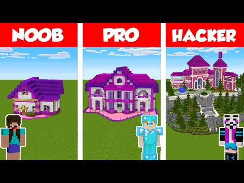 Minecraft NOOB vs PRO vs HACKER: BARBIE HOUSE BUILD CHALLENGE in Minecraft / Animation
