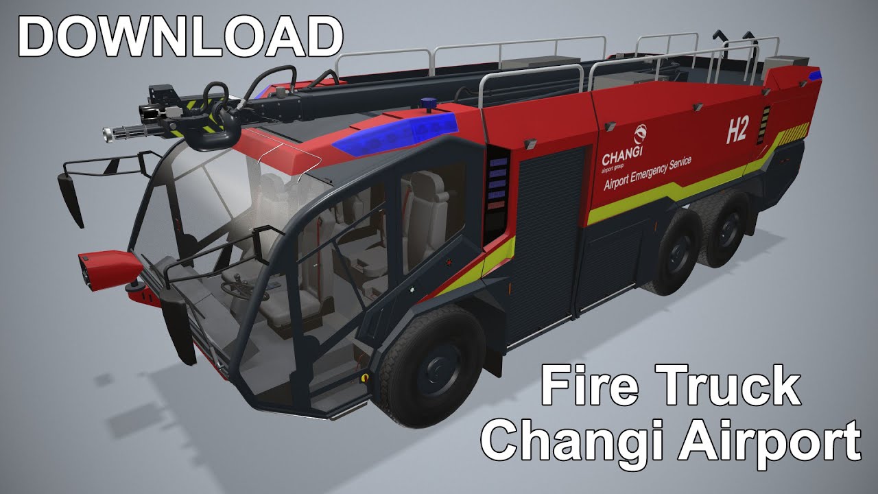 Camion dei pompieri dell'aeroporto 6x6 Changi --376-- Modello 3D