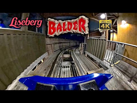 Balder Roller Coaster at Night On Ride Front Seat 4K POV Liseberg 2023 08 11