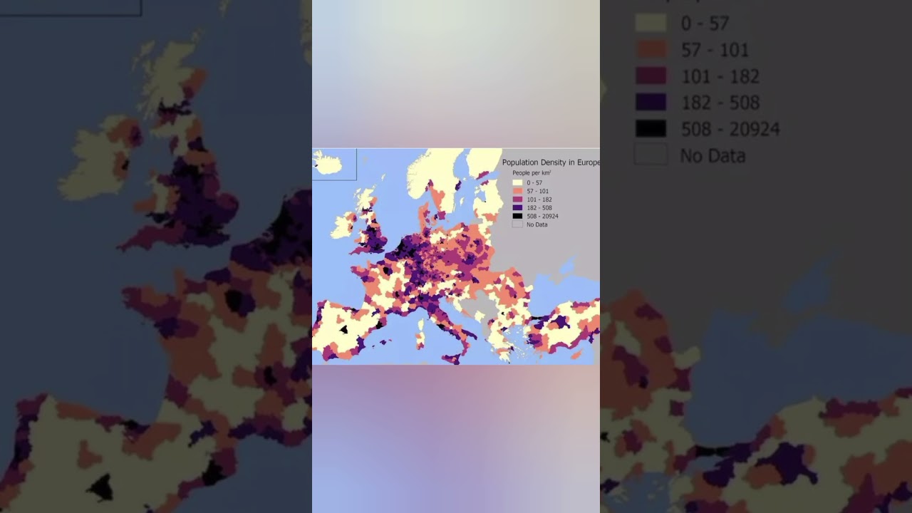 Population density in Europe #geography #map #subscribe #like