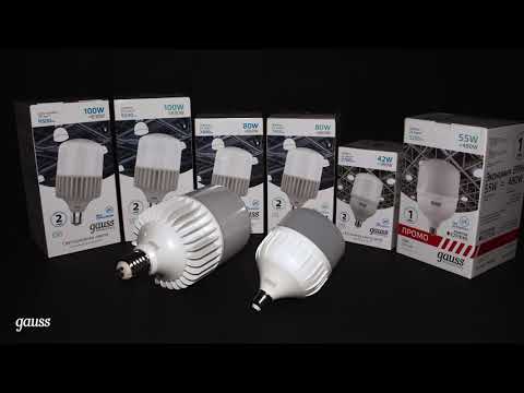 Видео Лампа Gauss Elementary T160 100W 9500lm 6500K E40 LED Артикул: 63430