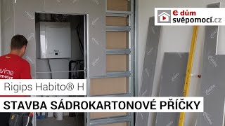 Stavba sádrokartonové příčky kolem technické místnosti