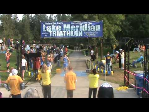 Eivind Naess finishing the Lake Meridian Triathlon Aug 26, 2012