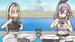 【切り抜き漫画】河川敷で鍋を食べながら語らうリオニコ【ホロライブ/響咲リオナ/虎金妃笑虎】