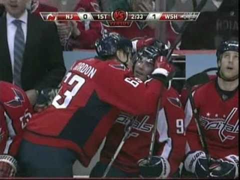 Andrew Gordon gets a little happy after his first NHL goal