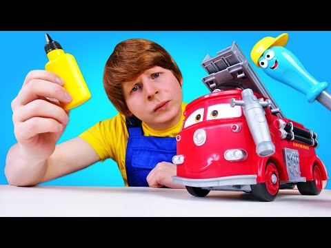 Ремонт машин у Саши: у Реда засорился насос! Развивающие видео про Тачки в автомастерской