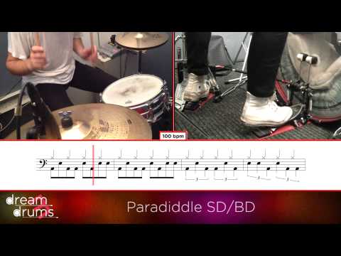 Bass Drum Snare Drum Technique 100 bpm Paradiddle Right Foot