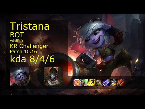 Tristana ADC vs Jhin - KR Challenger 8/4/6 Patch 10.16 Gameplay // [롤] 트리스타나 vs 진