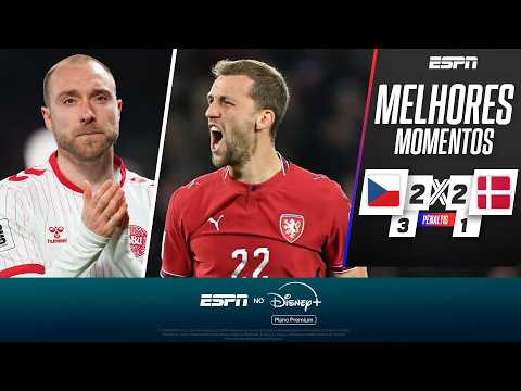 Gols e lances de República Tcheca x Dinamarca