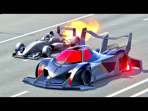 Devel Sixteen GTR-S vs Formula Jet Engine - Drag Race 20 KM