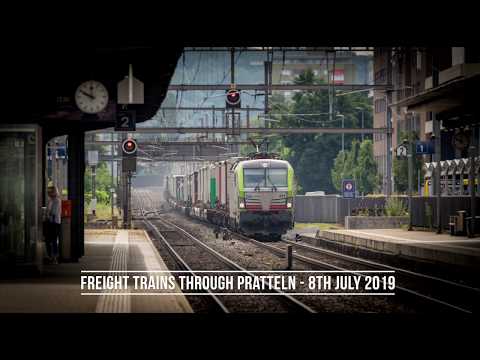 4K Freight trains through Pratteln, Switzerland - 07/07/19