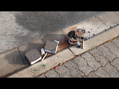 Many remnants of fireworks on the street