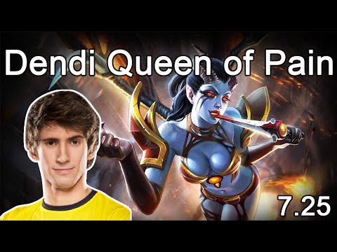 Dendi Queen of Pain High MMR Gameplay 7.25
