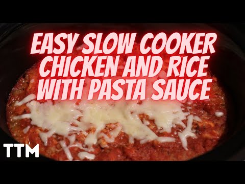 EASY Slow Cooker Chicken and Rice with Pasta Sauce ~ Crockpot Chicken and Rice Recipe