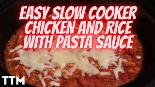 EASY Slow Cooker Chicken and Rice with Pasta Sauce ~ Crockpot Chicken and Rice Recipe