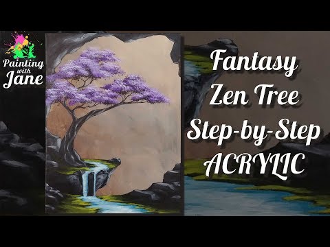 Fantasy Zen Tree - Step by Step Acrylic Painting Tutorial