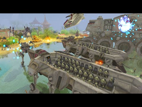 Clone Turbo Tank Beach Invasion of KASHYYYK! - Men of War: Star Wars Mod Battle Simulator