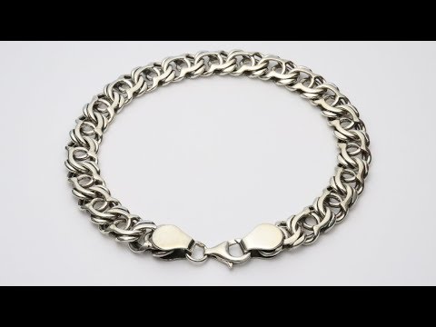 Arabic Garibaldi Sterling Silver Bracelet  925  9.5 mm