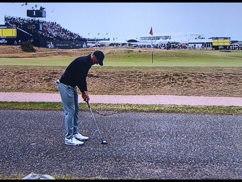 Jordan Spieth makes par from the road 17th road hole 2022 open St Andrews.