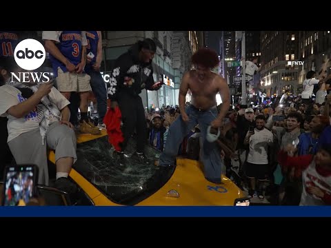 Rowdy fans pour into streets after NBA Finals game in NYC