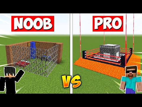 NOOB vs PRO: SECURITY PRISON BUILD CHALLENGE in Minecraft