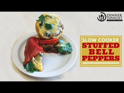 Slow Cooker Quinoa and Black Bean Stuffed Bell Peppers