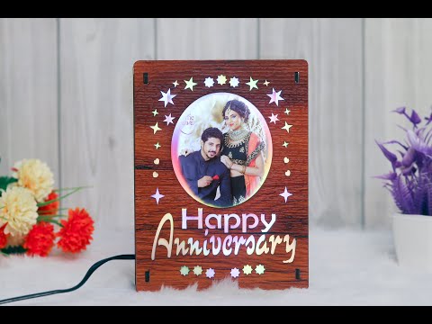 At Gift Lab Present Personalized Happy Anniversary LED Photo Lamp Frame for Wife,Husband,Parents
