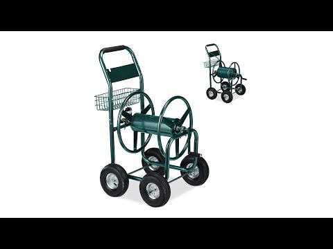 Schlauchwagen 4 Räder grün Grün - Messing - Stahl - 62 x 113 x 90 cm