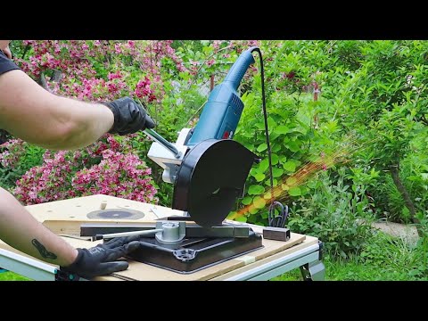 Bosch GWS 20-230 JH angle grinder on wolfcraft support