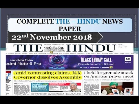 THE HINDU NEWSPAPER 22nd November 2018 Complete Analysis
