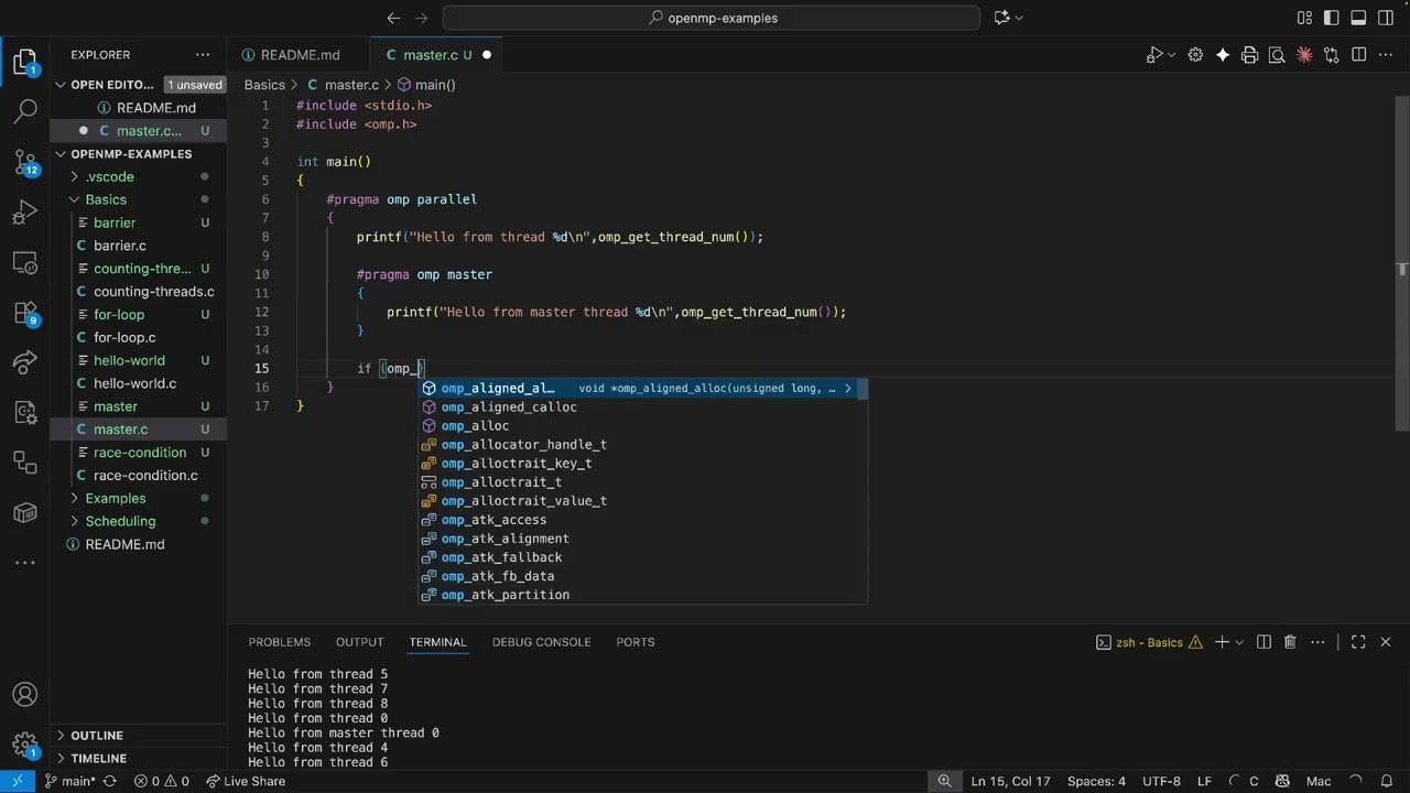 The OpenMP master construct