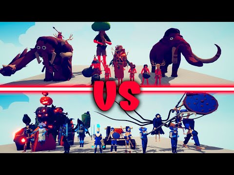 MEGA SPOOKY TEAM vs MEGA TRIBAL TEAM | TABS - Totally Accurate Battle Simulator