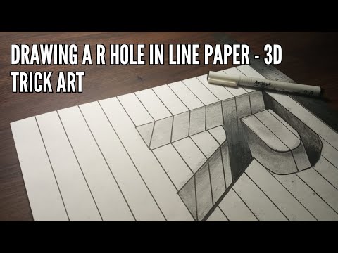 Drawing a R Hole in Line Paper - 3D Trick Art
