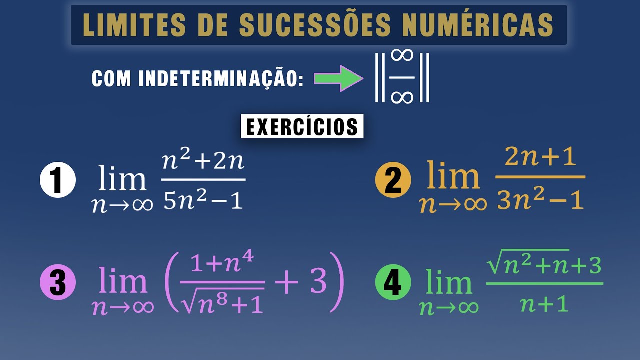 LIMITES DE SUCESSÕES NUMÉRICAS (De infinito sobre infinito) – Exercícios✔✔