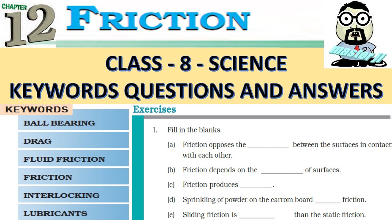 Keywords & Exercises Class 8 Science Ch- 12 FRICTION