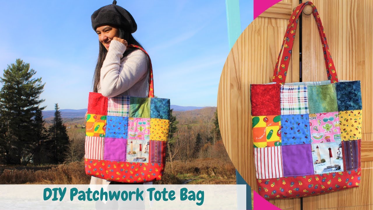 DIY Patchwork Tote Bag/Quilted Patchwork Market Bag/Easy to Sew Ecobag