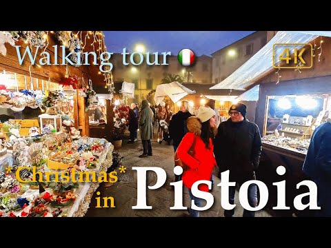 Pistoia & Christmas market 2024🎄(Tuscany), Italy【Walking Tour】4K