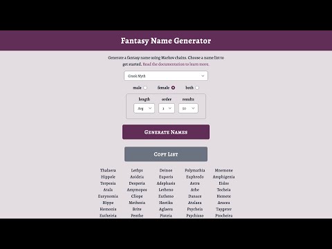 Fantasy Name Generator Demo