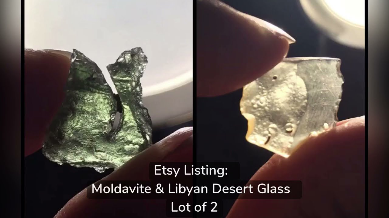 Etsy Listing: Lot of 2 - Moldavite & Libyan Desert Glass Tektites