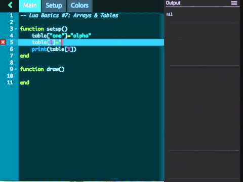 Codea Tutorials #007--Arrays & Tables in Lua, iPad Programming