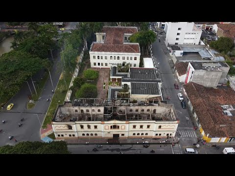 Aerial images of burnt Palace of Justice in Colombia's Tulua | AFP