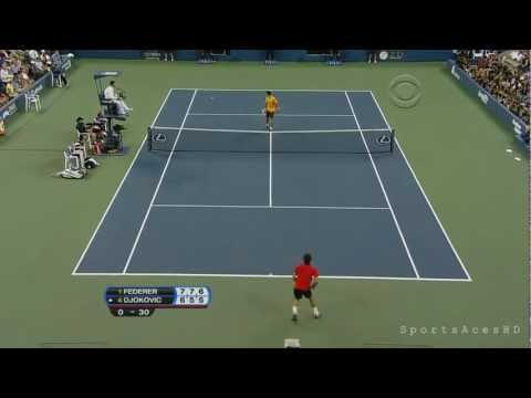 US Open 2009: Roger Federer's Incredible Between the Legs Shot against Novak Djokovic HD